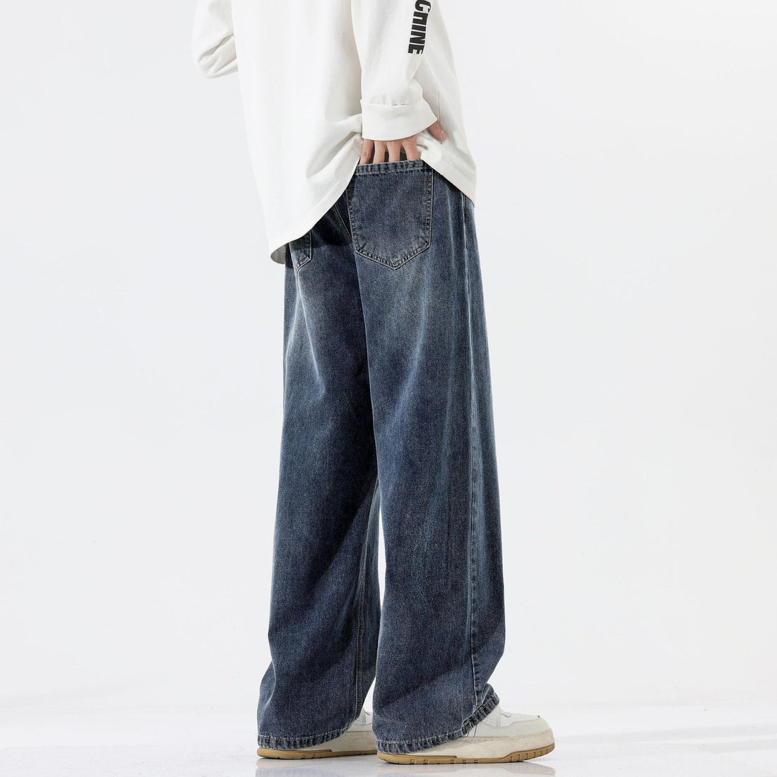 Trend Half Elastic Waist Jeans For Men